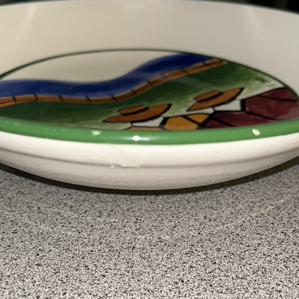 Vintage Ranchero Horsemen Gaetano Pottery USA Large 12 3/8” Bowl Signed - Picture 10 of 11
